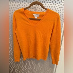 Nordstrom Vibrant Orange V-Neck Cashmere Sweater